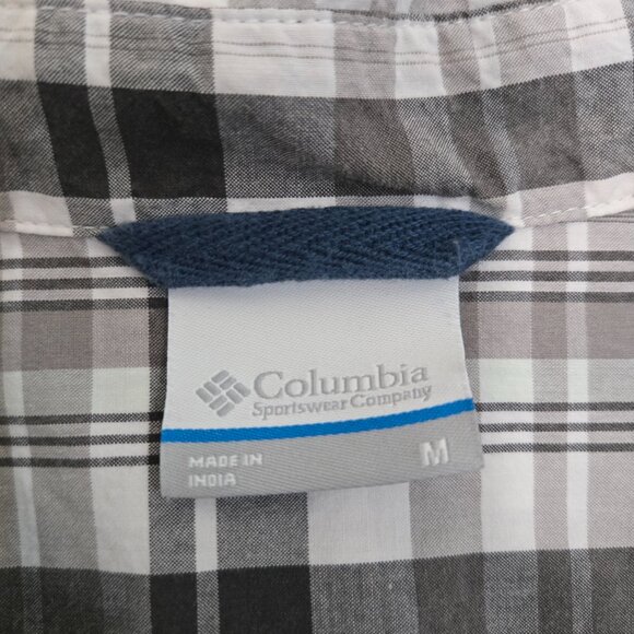 Columbia Sportswear Mens Medium White & Gray Checkered Button Down Top - Picture 4 of 6